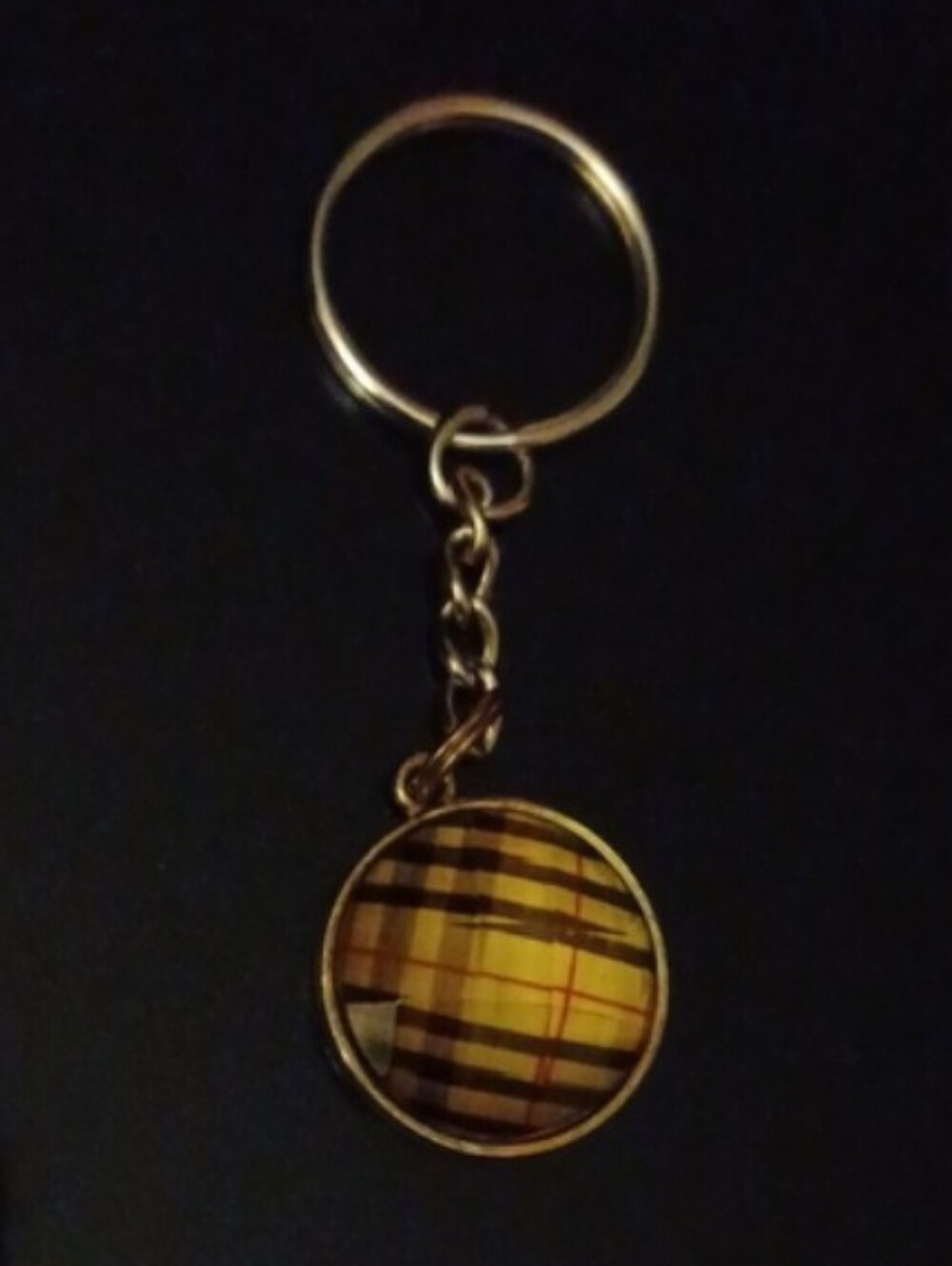 4/$40 New Gold-Tone Yellow Plaid Keychain